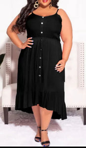 Curvy Girl Black High Low Ruffle Dress
