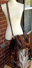 Load image into Gallery viewer, Western Upcycled Fringe Barrel Crossbody Purse
