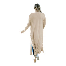 Load image into Gallery viewer, Sandy Beige Ribbed Stretch Curvy Maxi Cardigan
