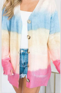 Lovely Day Ombre Dipped Button Cardi