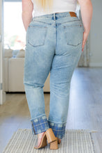 Load image into Gallery viewer, Judy Blue Miranda High Rise Plaid Cuff Vintage Straight Jeans
