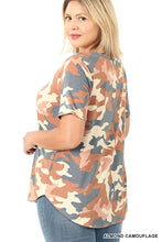 Load image into Gallery viewer, Heather Light Camo Curvy Top

